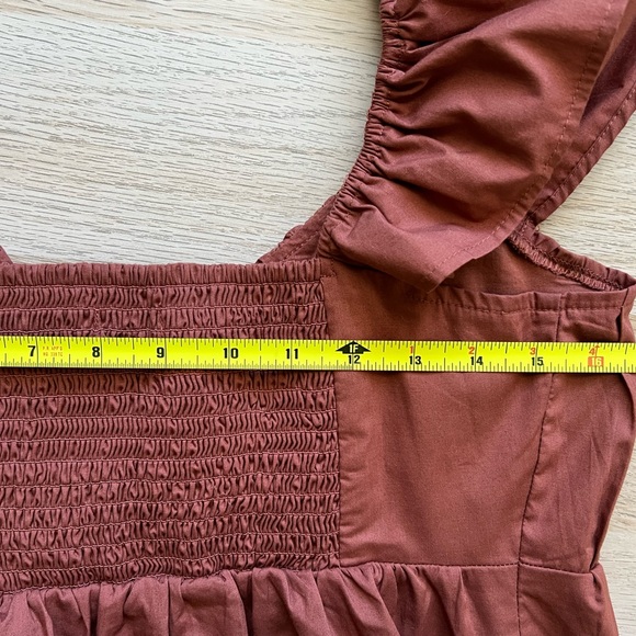 Abercrombie Brown Ruffle Poplin Top Size M Cotton Blend - Picture 5 of 9